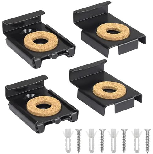 4pcs Mirror Hanger Clips, Mirror Brackets Frameless Mirrors Glass Wall Hanging Fixing Kit, Spring Loaded Mirrors Clip with 4 Sets of Screws and Pins for Home Bathroom Living Room (Black)