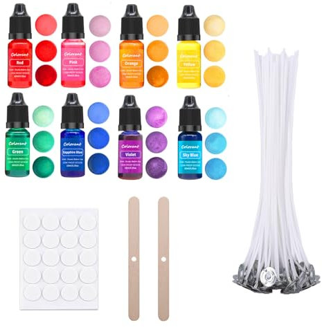 Scentoria Kerzenfarbe,8 Kerzenfarben, Kerzenwachs Farbe, Kerzen Farbe, Farbe für Kerzenwachs, Kerzenfarben zum Kerzen Gießen, Kerzen Selber Machen Set, für DIY Kerze,Kerzenherstellung (farbige A)