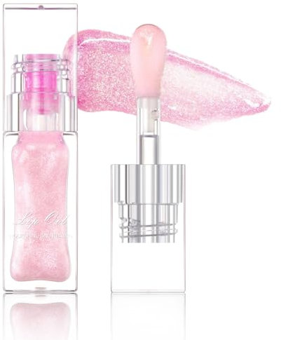Magic Color Changing Moisturizing Lip Glow Oil, Plumping Glimmer Glow Lipstick, Hydrating Lip Gloss Lip Balm Transparent Lip Care, Long Lasting Moisturizing Non-sticky Lip Oil - Glitter Pink