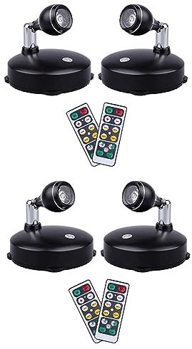 Carruuba Faretto Fili per Interni, Luci D' Un Batteria, Luci Artistiche per Quadri, Applique Un LED con (Confezione da 4, B)