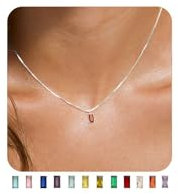 FUNEIA Kette Damen 14K Vergoldete/925 Sterling Silber mit Geburtsstein Anhänger Halskette Gold Silber Exquisit Frau Mädchen Mama Schmuck Geburtstag Hochzeitstag Valentinstag Muttertags Geschenk