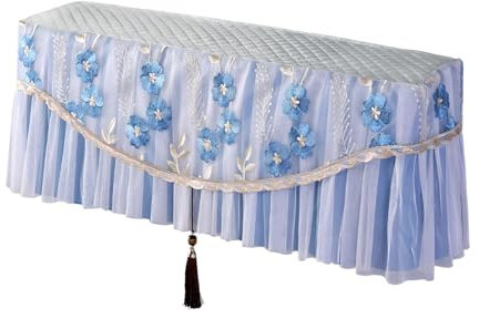 Fudaiki Funda Elástica con Borlas para Aire Acondicionado Prueba de Polvo para la Mayoría de Las Unidades de Pared Mini Split Cubiertas Interiores de AC Azul L