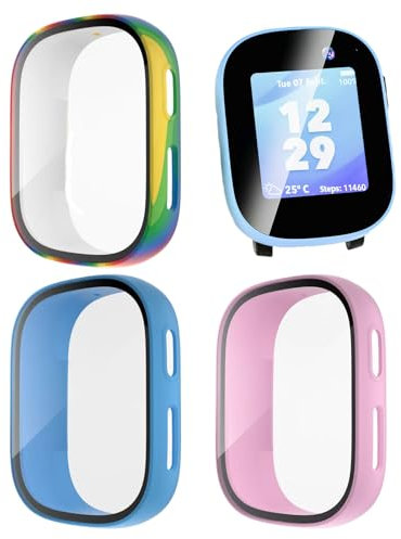 Fadbudss 3 Pièces Coque pour Xplora X6 Play, Protection Écran PC Dur Matériel Ultra Mince HD Résistant Bumper Housse Anti-Rayures Accessoires avec Verre Trempé 9H Compatible avec Kids Smartwatch Case