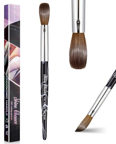 Acrylic Nail Art Brush Size 18, 100% Pure Kolinsky Hair Oval Nail Brush for Acrylic Application, Professional Nail Extension Manicure Tool Striping Nail Drawing Pen for DIY Home Salon