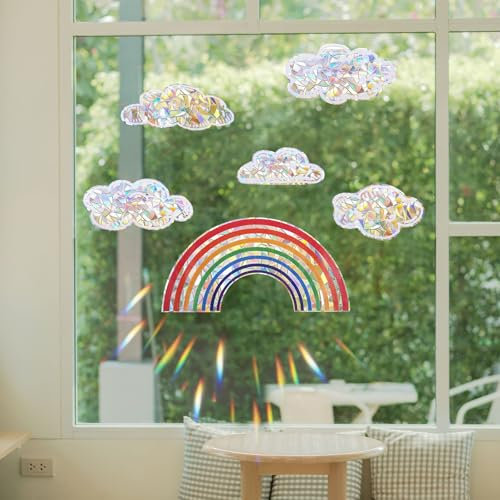 Regenbogen Fensterbilder, Fensteraufkleber, Fensterfolie für Kinder, Suncatcher Sticker, Seven-Colored Light für Fenster, Sonnenfänger
