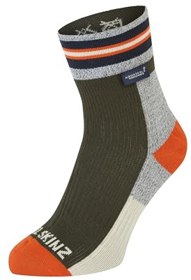 SEALSKINZ Surlingham Waterproof All Weather Ankle Length Striped Cuff Sock