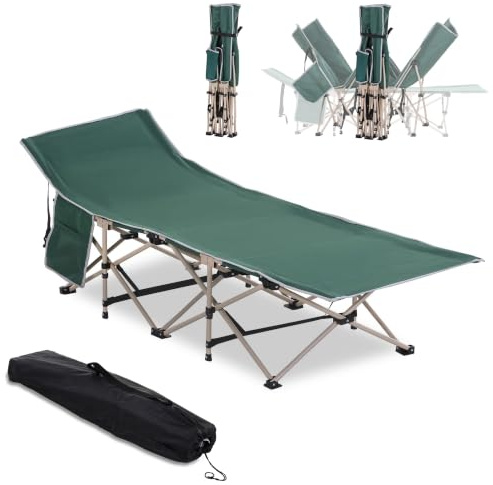 Outsunny Lit de Camping Pliable pour Adultes, Cadre en Acier | Lit de camp, sac de transport inclus, 190 x 68 x 52 cm, max. 150 kg