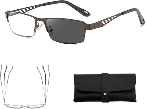 Wbietu Ultra-Light Multi-focal Photochromic Reading Glasses, Ifantastics Glasses Near And Far Sight, Color-Changing Anti-Blue Light, Presbyopia Glasses, Ultra Lightweight Reading Glasses (Brown, 3.0)