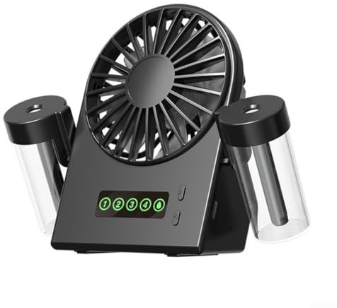 Feeshoppher Ventilatore nebulizzatore portatile ricaricabile, doppio spruzzo, dispositivo di raffreddamento per casa, ufficio, viaggi all'aperto (nero)