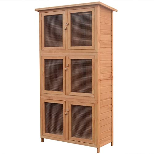 Kaninchenstall/Kleintierhaus/Hasenstall/Kleintierkäfig aus Holz, Witterungsbeständig, 6 Boxen, 102 x 48 x 180 cm, Einfacher Zusammenbau