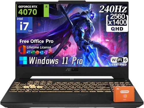 ASUS TUF Gaming F17 Laptop, 17.3 240Hz FHD, Intel i7-13620H (Beat i9-12900), GeForce RTX 4070, 64GB DDR5, 4TB SSD, Tastiera retroilluminata, Windows 11 Pro & MS Office Pro Lifetime