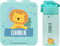 bienpegado – Set con botella personalizada para niños y fiambrera infantil con nombre de plástico – Botella con pajita de 450 ml – 100% libres de BPA (Verde claro)