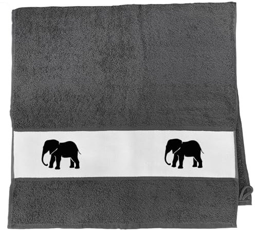 Huuraa Handtuch Elefant Silhouette Geschenk 50x100cm Graphite Baumwolle Elefant Präsent