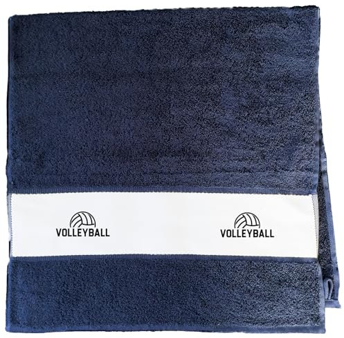 Huuraa Sporthandtuch Volleyball Schriftzug Geschenk 50x100cm French Navy Baumwolle Volleyball Geschenkidee