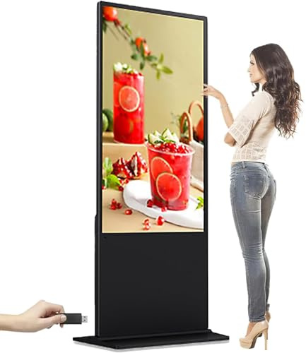 Lettore Pubblicitario Automatico Da Pavimento Da 43, 49, 55, 65 Pollici, Lettore Multimediale Con Schermo IPS LCD 1920*1080p, Supporto WiFi, RJ45, USB, Touch Screen + Funzione Schermo Diviso,55in