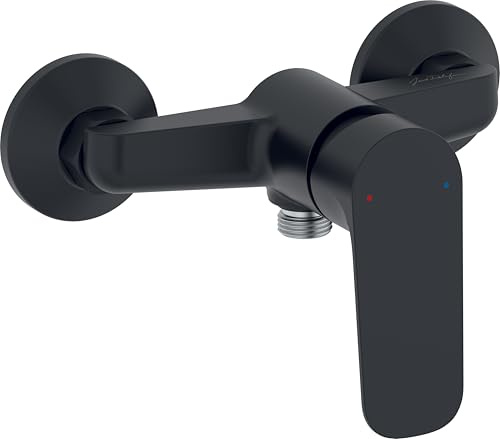 Jacob Delafon - Mitigeur de Douche mural Oscar - Mécanique - Économie d’eau - Ergonomique - Installation facile - 23x17x16cm - Finition Noir mat - E29843-BL
