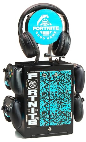 Numskull Offizieller Fortnite Good Game Gaming-Locker & Aufbewahrungsständer – Platz für 10 Spiele/DVDs, 4 Controller, Headset und Zubehör – Kompakter Gaming-Organizer