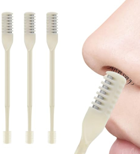 2-in-1 Nasenhaarschneider, 2025 Upgraded Portable Manuelle Nasenhaartrimmer für Frauen Männer, 360° Nasenhaarentfernungswerkzeug Reise Essentials Halloween Weihnachtsgeschenke (Beige, 3pcs)