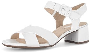 Gabor Damen Riemchensandalen, Frauen Sandalen,gepolstert,polsterung,feminin,Wide-fit,h-Weite,Leder-Sohle,Cherry,Merlot,Gold,Weiss,44 EU / 9.5 UK