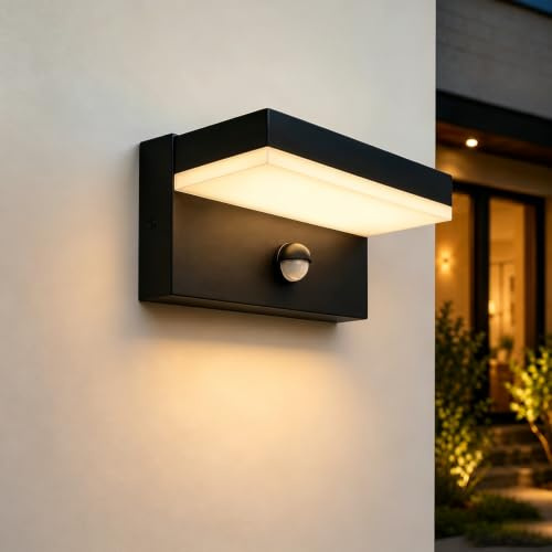 EBION LED Outdoor Wall Lights with Motion Sensor,Mains Powered,12W 3000K
