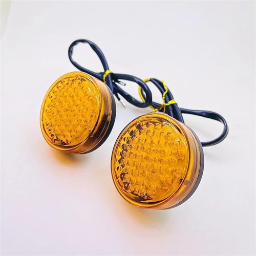 SOUTES Indicators Accessories 2PC Universal ATV Motorbike Turn Signal Light Amber Indicator Motorcycle Round Front Rear Lamp For Bobber Chopper For Cafe Racer For Ducati(Yellow Lens)