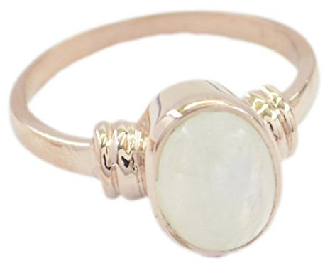 RIYO Exquisite Regenbogen Mondstein 925 Sterling Silber Roségold weißen Ring Edelstein 57