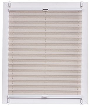 Plissee Made in Germany, Tageslicht, Echtcrush, natur, Klemmfix, weisse Schiene, 115 x 150
