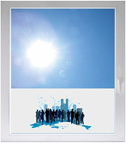 INDIGOS UG - Fensterfolie Blickdicht Party Großstadt Wolkenkratzer New York Skyline - 1150x500mm - Sonnenschutzfolie Fenster - Sichtschutzfolie Fenster Bad, Küche, Fenster, Milchglasfolie