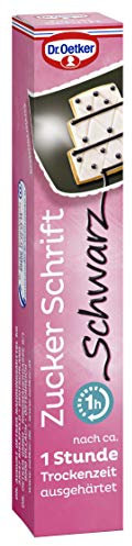 Dr. Oetker Zuckerschrift Schwarz, 8 x 25 g Tube, schwarze Schrift aus Zucker-Dekor-Creme, zum Dekorieren und Beschriften von Torten, Kuchen & Cupcakes, individuelle Kuchendeko