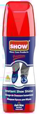 SHOW Navy Instant Leather Shoe Shine Liquid for Shoe Boots Bags- Unisex 75ml Bottle with Sponge for Instant Leather Colour Nourish and Condition - Leather Care Products