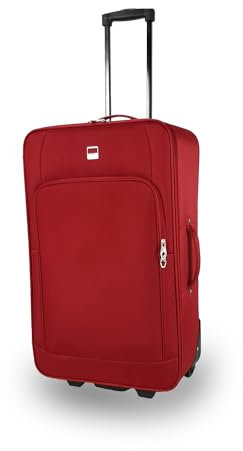 SIGN Stoffkoffer Trolley Reisekoffer Inline Rollen (Handgepäck-Mittel-Groß-Sehr Groß) (Rot, Mittlerer Koffer (61cm))