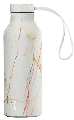 con-tatto Bottle Bottiglia termica con 3 Pareti in Acciaio e Rame - Bevande fredde per 25 ore e calde per 15 ore - Fascia e Tappo Sport Lid inclusi! (White Marble)
