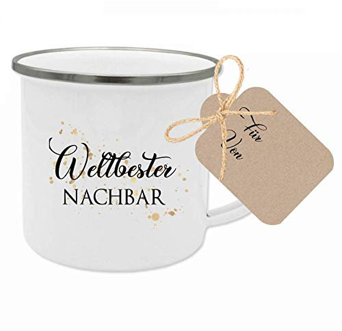 Tasse mit Spruch Weltbester Nachbar I Das perfekte Geschenk für den Nachbarn I Geschenkidee zum Geburtstag, als Dankeschön und zu Weihnachten I mit Geschenkanhänger