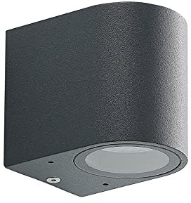 ELC LED Outdoor Wandleuchte, dunkelgrau, stilvolles Sicherheitsmerkmal, 1 x 5W LED, IP44 Bewertung, warmweißes Licht (2.700K), 8,1x 6,8 x 9,2 cm (H x B x T)