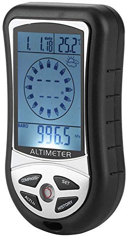 Zerodis Digitales Höhenmesser-Barometer Barometer Höhenmesser Tragbarer Kompass Multifunktionaler elektronischer Wetterhöhenmesser Höhenbarometer für Hand Wandern Camping