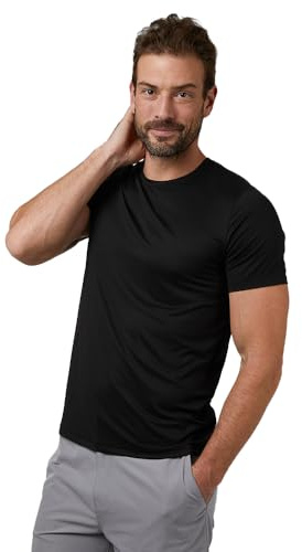 32 Degrees Mens Cool Quick Dry Active Basic Crew T-Shirt, Black, Medium