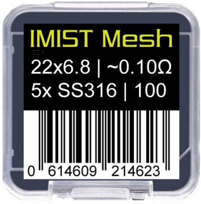 5x IMIST DL Prebuilt SS316 Mesh 100 Coil Wickeldraht 0.1 Ohm