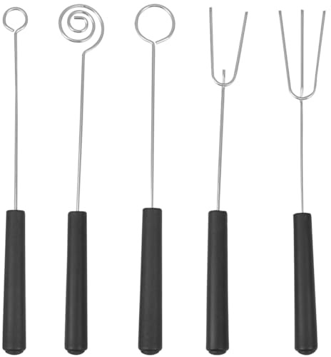 Cabilock 5 Piece Chocolate Dipping Fork Set Stainless Steel Fondue Tools for Candy Melts Truffle and BBQ Kitchen Gadget with Spiral and Triple Prong Design