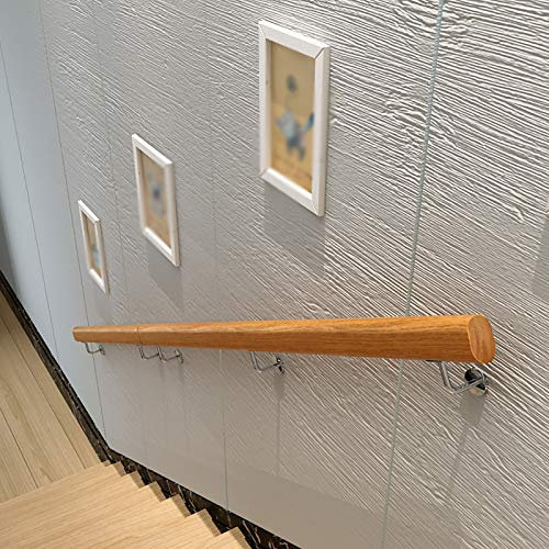 GYX-Décoration Treppengeländer-Handlauf,rutschfeste, Runde Geländerstange Aus Massivem Holz, Wandhalterung Treppengeländer-Stützsatz, Für Dachbodentreppen