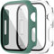 Dilhvy 2 Pezzi Cover Apple Watch Series 7 45mm con Vetro Temperato, Custodia Rigida PC Protezione Totale Ultra Sottile Schermo HD Pellicola Protettiva per iWatch 7 (45mm, Transparente + Verde)