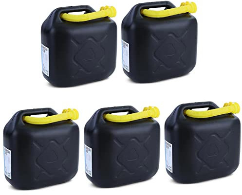5x 10L Reserve Benzin Diesel Kanister Kunststoff UN-Zulassung Schwarz Gelb