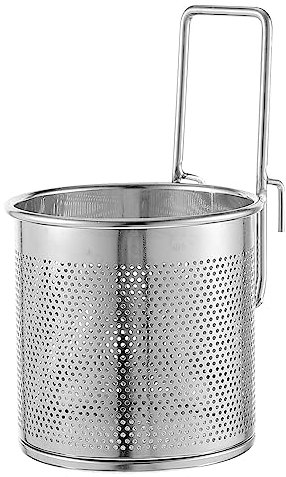 Operitacx Pasta-Siebkorb Metall Pasta Kochkorb: mit Griff Mesh Net Sieb Culender für Nudeln Klotze Und 17X10x10cm Schaumlöffel