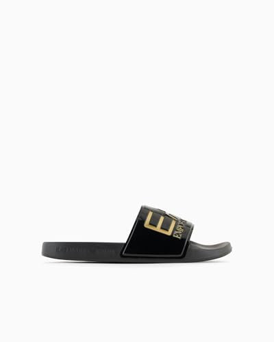 EA7 Emporio Armani Ciabatte Unisex con Maxi Logo 7X000108AF15118 (Nero Oro, Sistema Taglie Calzature EU, Adulto, Uomo, Numero, Media, 45)