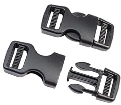 BAIWOAK Seitliche Schnalle, 15 mm, robuste Kunststoffschnalle, Schnappverschluss, Clips, Ersatzschnallen für Armband, 15 mm (2 Sets), Schwarz