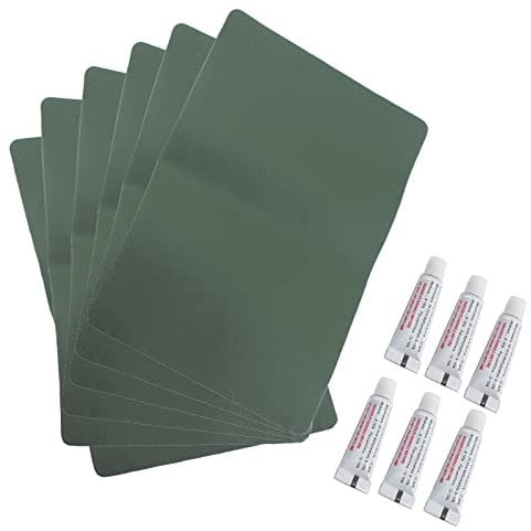Medifier PVC-Reparatur-Set für aufblasbare Boote, strapazierfähig, mit Klebstoff, 185 mm x 125 mm, Gummiboot, wasserdichte Flicken, Reparatur-Set für aufblasbares Boot, Kanu, Kajak, Grün, 6 Stück