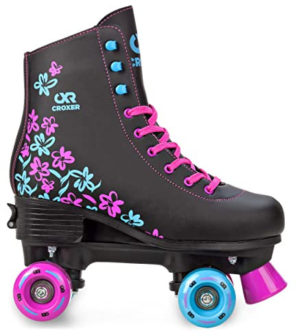 CROXER Rollschuhe Roller Skates für Kinder Erwachsene Mädchen Damen verstellbar (Tonia Black, 39-42 (25-26,5cm))