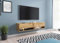 MINIO go for it - Lowboard TV-Schrank I 140x30x33 cm I mit Türen und Offene Nischen I Laminierte Spannplatte I Praktisch und Funktionell I Wotan Eiche - LED Beleuchtung