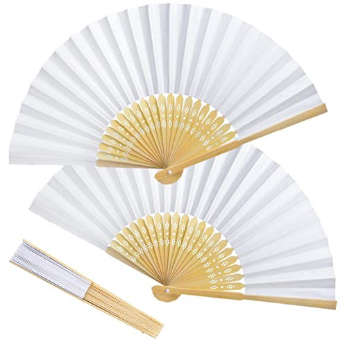 CLTPY 30 Stück Handfächer,Fächer Weiß,Papierfächer,Handfächer Stabil,Fächer Klein, verwendet für Fächer Hochzeit Gäste, DIY, Geburtstagsgastgeschenke