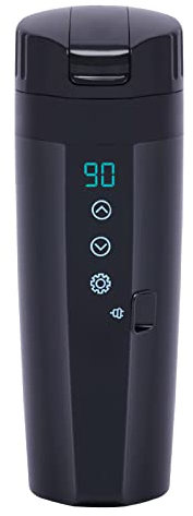 24V/12V Reise-Elektrischer Wasserkocher für Auto/LKW, 350ml Auto-Heizbecher mit Überlaufschutz und Edelstahlauskleidung, Elektrische Wasserflasche mit einer Temperaturregelung von 20~95°C