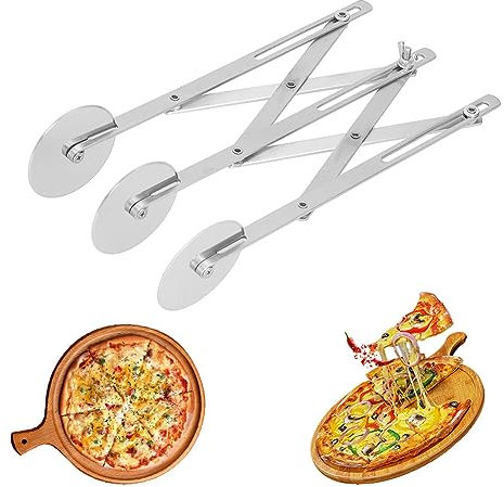 Tagliapasta a 3 Ruote, Tagliapizza Regolabile in Acciaio Inossidabile con Manico, Affettatrice per Pizza Espandibile Rotelle Divisore per Pasta(3 Ruote)